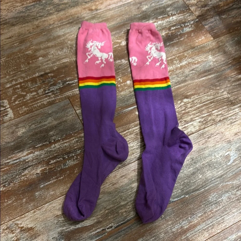 Pink and Purple Unicorn Knee-High Pride Socks